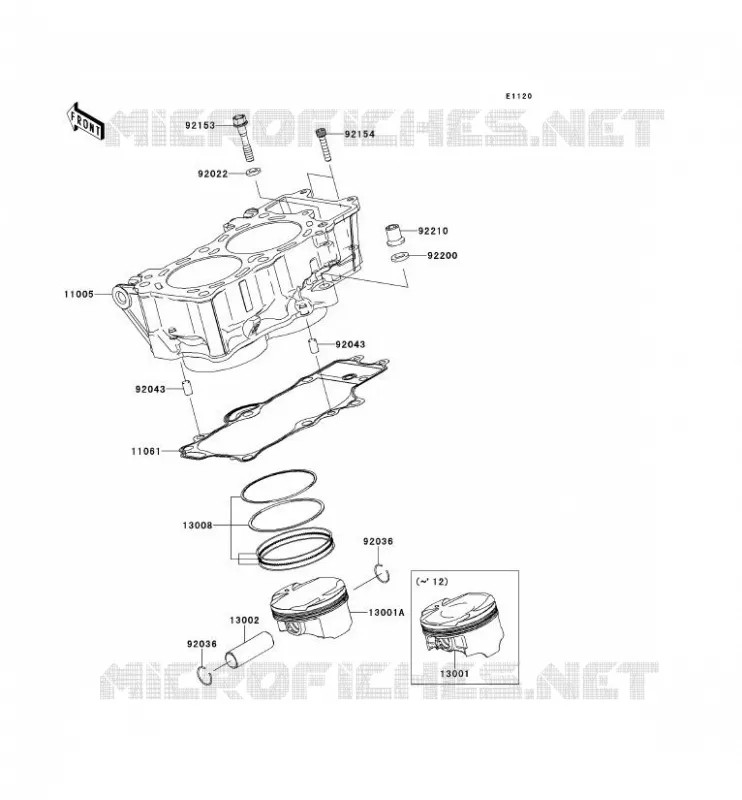 CYLINDRE/PISTON Kawasaki MOTOS 650 2011 VERSYS 650  KLE650CBF