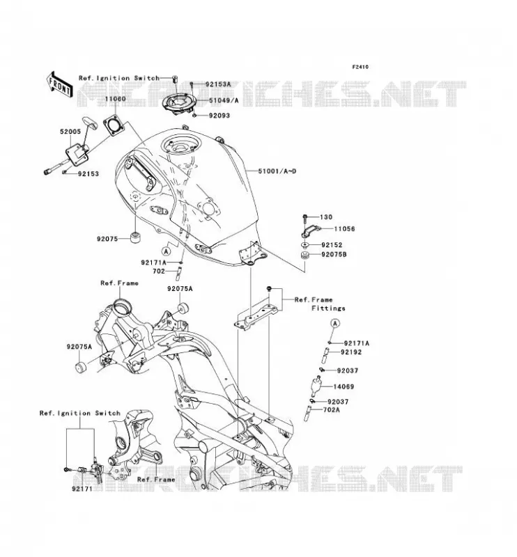RESERVOIR CARBURANT Kawasaki MOTOS 650 2012 VERSYS 650  KLE650CCF