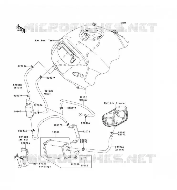 SYSTEME D'EVAPORATION CARBURANT(CA) Kawasaki MOTOS 650 2012 VERSYS 650  KLE650CCF