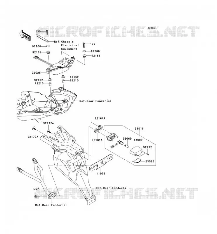 FEUX ARRI&Egrave;RE(S) Kawasaki MOTOS 650 2014 VERSYS 650  KLE650CEF