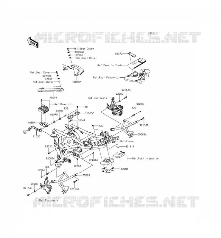 PIECE DE CADRE (COUVERTURE) Kawasaki MOTOS 650 2014 VERSYS 650  KLE650CEFK