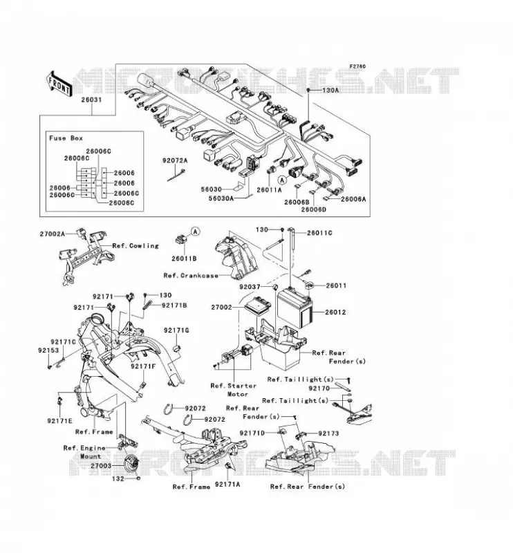 CHASSIS EQUIPMENT ELECTRIQUE Kawasaki MOTOS 650 2010 VERSYS 650 ABS  KLE650DAF