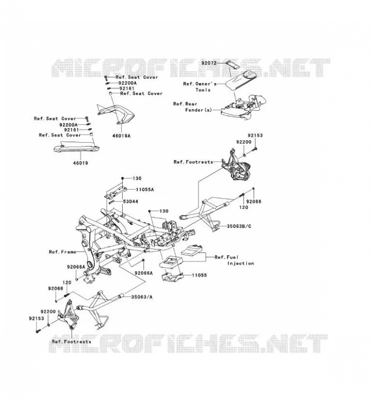 PIECE DE CADRE (COUVERTURE) Kawasaki MOTOS 650 2012 VERSYS 650 ABS  KLE650DCF