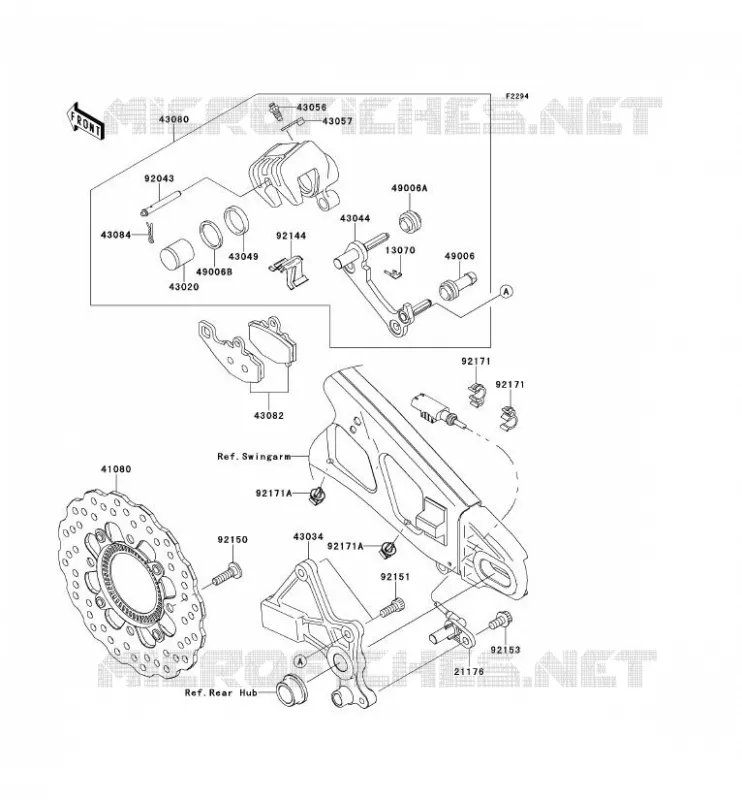 FREIN ARRIERE Kawasaki MOTOS 650 2013 VERSYS 650 ABS  KLE650DDF