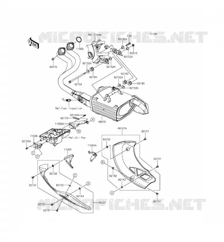 &Eacute;CHAPPEMENT Kawasaki MOTOS 650 2015 VERSYS 650  KLE650EFF