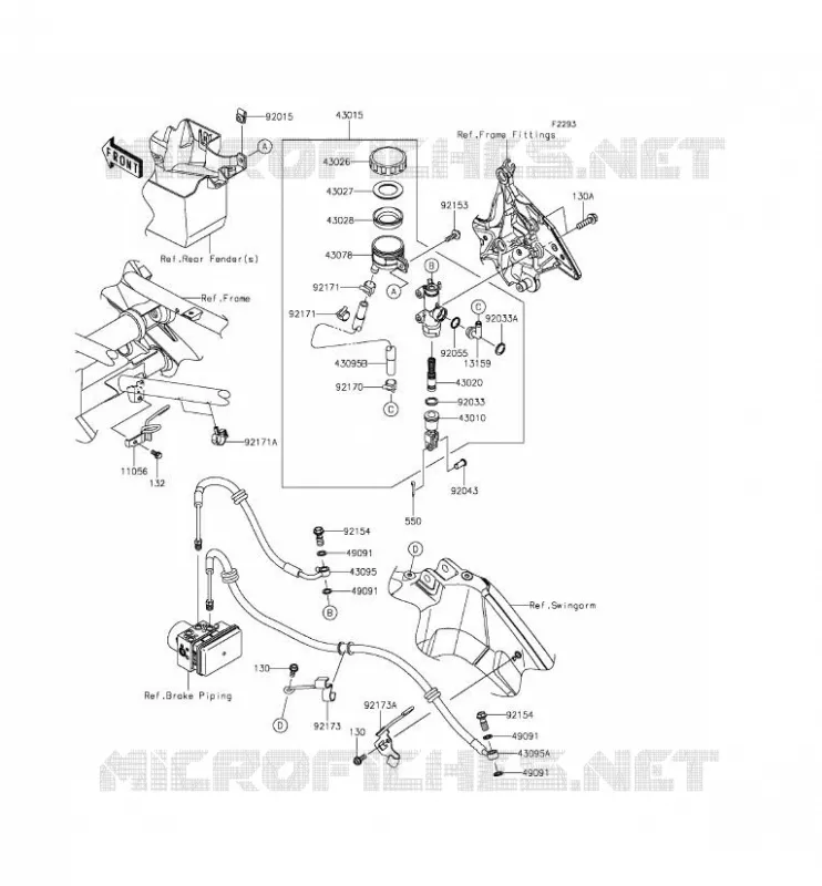 MAITRE CYLINDRE ARRI&Egrave;RE Kawasaki MOTOS 650 2015 VERSYS 650 ABS  KLE650FFF