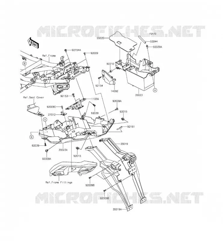 GARDE BOUE ARRI&Egrave;RE Kawasaki MOTOS 650 2016 VERSYS 650 ABS  KLE650FGF