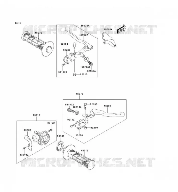 POIGNEE GUIDON Kawasaki TOUT-TERRAIN 125 2005 KLX125  KLX125-A3