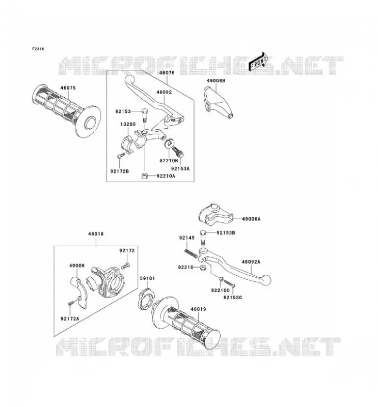POIGNEE GUIDON Kawasaki TOUT-TERRAIN 125 2005 KLX125L  KLX125-B3