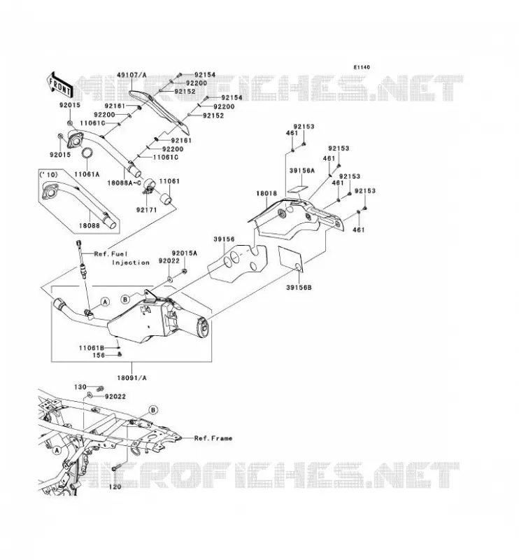 &Eacute;CHAPPEMENT Kawasaki MOTOS 125 2010 D-TRACKER 125  KLX125DAF