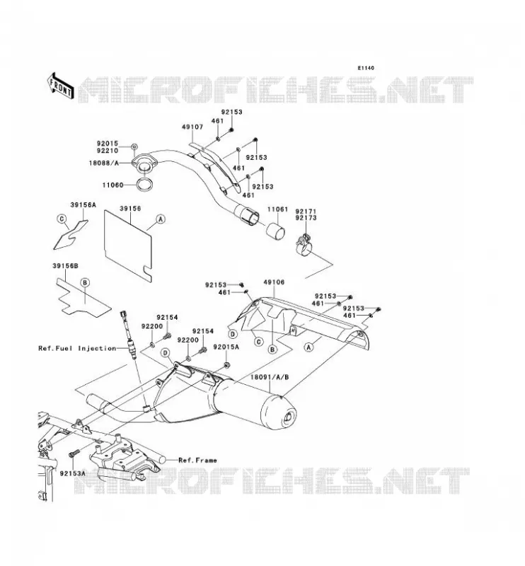 &Eacute;CHAPPEMENT Kawasaki TOUT-TERRAIN 250 2010 KLX250  KLX250SAF