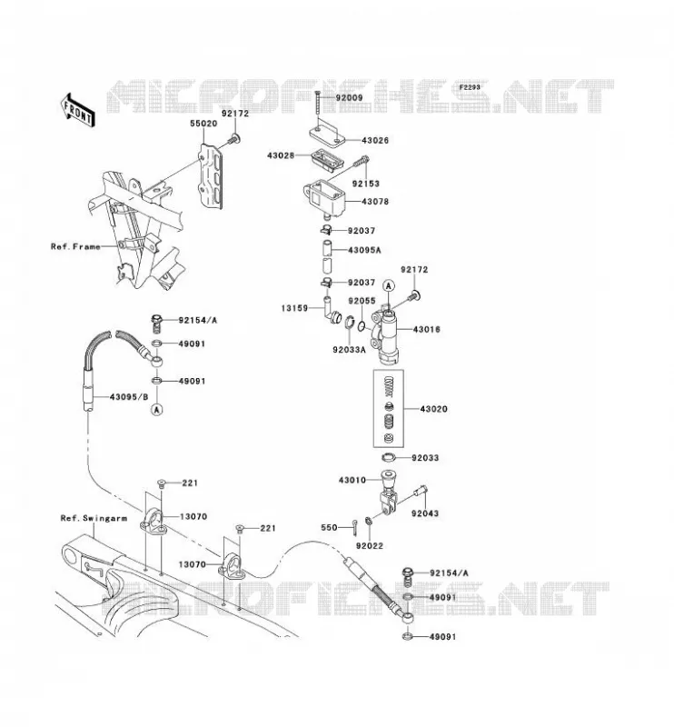 MAITRE CYLINDRE ARRI&Egrave;RE Kawasaki TOUT-TERRAIN 250 2012 KLX250  KLX250SCF