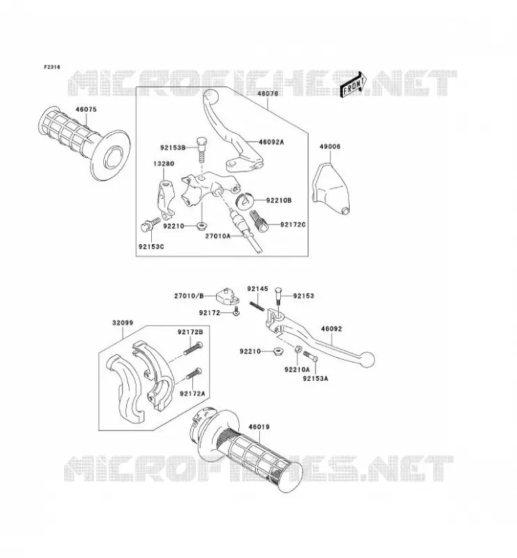 POIGNEE GUIDON Kawasaki TOUT-TERRAIN 400 2003 KLX400SR  KLX400-A1