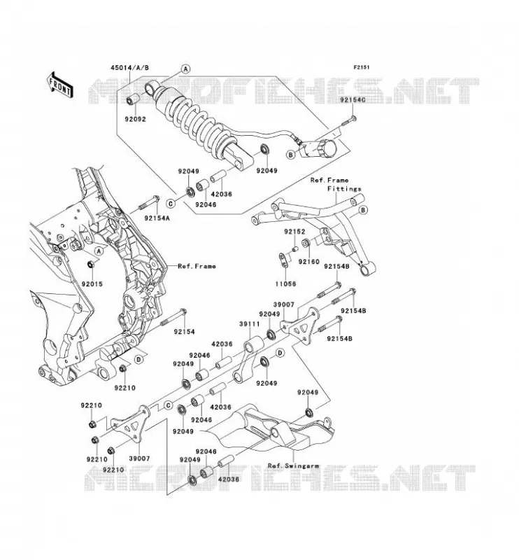 SUSPENSION/AMORTISSEUR Kawasaki MOTOS 1000 2014 VERSYS 1000  KLZ1000AEF