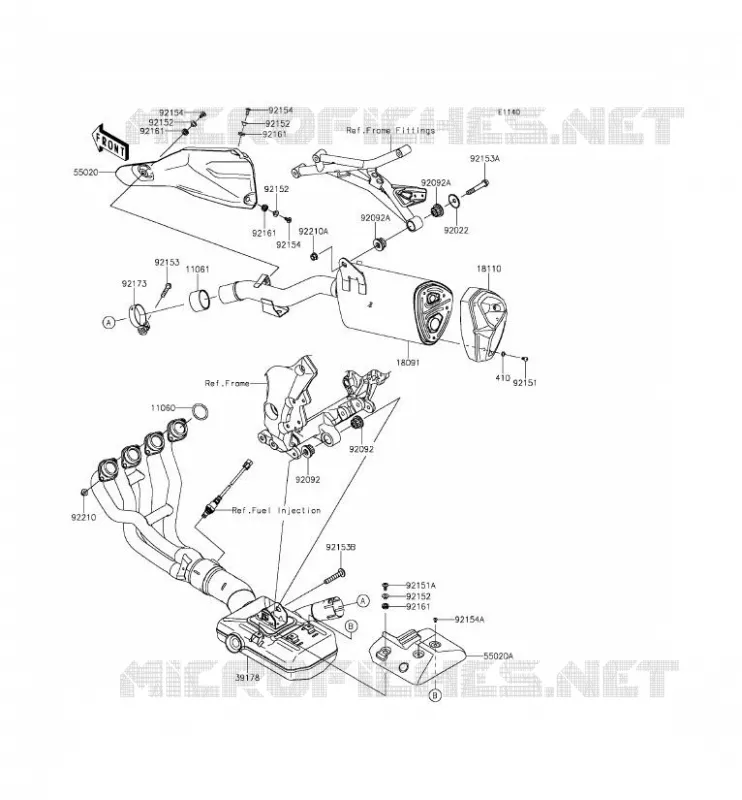 &Eacute;CHAPPEMENT Kawasaki MOTOS 1000 2015 VERSYS 1000  KLZ1000BFF