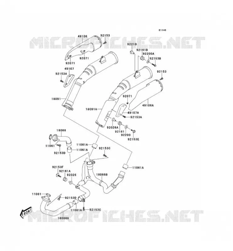 &Eacute;CHAPPEMENT Kawasaki MOTOS 1000 2005 KLV1000  LV1000-A2H