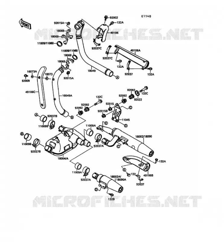 &Eacute;CHAPPEMENT Kawasaki MOTOS 1500 1988 VN-15  VN1500-A2