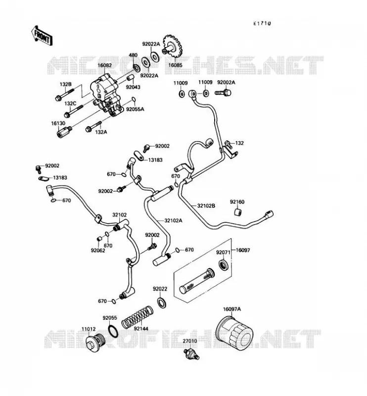 POMPE A HUILE/FILTRE &Agrave; HUILE Kawasaki MOTOS 1500 1990 VN-15SE  VN1500-B4