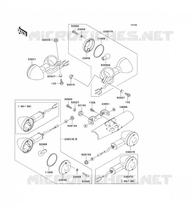 CLIGNOTANTS Kawasaki MOTOS 1500 2003 VN1500 CLASSIC  VN1500-E6