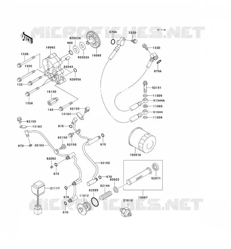 POMPE A HUILE/FILTRE &Agrave; HUILE Kawasaki MOTOS 1500 2004 VN1500 CLASSIC  VN1500-E7