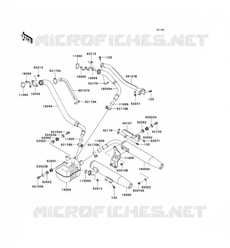 &Eacute;CHAPPEMENT Kawasaki MOTOS 1500 1998 VN1500 CLASSIC  VN1500-F1