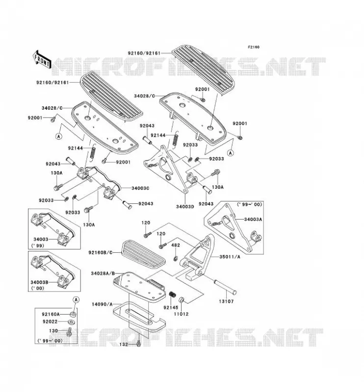REPOSE PIED Kawasaki MOTOS 1500 2000 VN1500 CLASSIC TOURER  VN1500-G2A