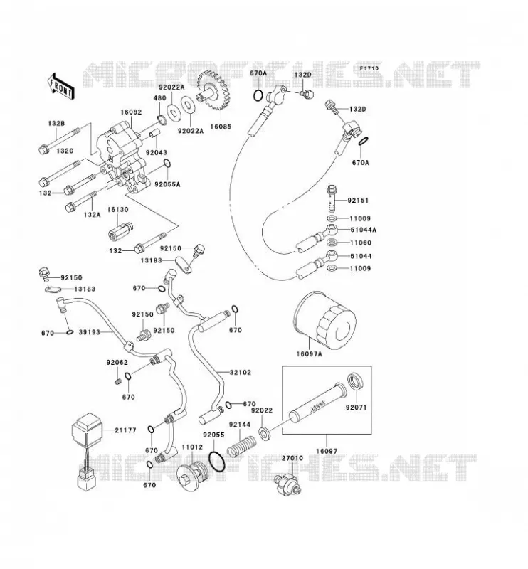 POMPE A HUILE/FILTRE &Agrave; HUILE Kawasaki MOTOS 1500 1999 VN1500 DRIFTER  VN1500-J1
