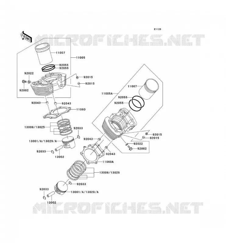 CYLINDRE/PISTON Kawasaki MOTOS 1500 2000 VN1500 DRIFTER  VN1500-J2