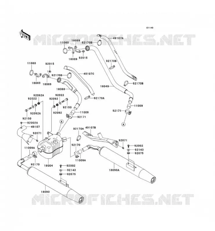 &Eacute;CHAPPEMENT Kawasaki MOTOS 1500 2001 VN1500 CLASSIC TOURER FI  VN1500-L2H