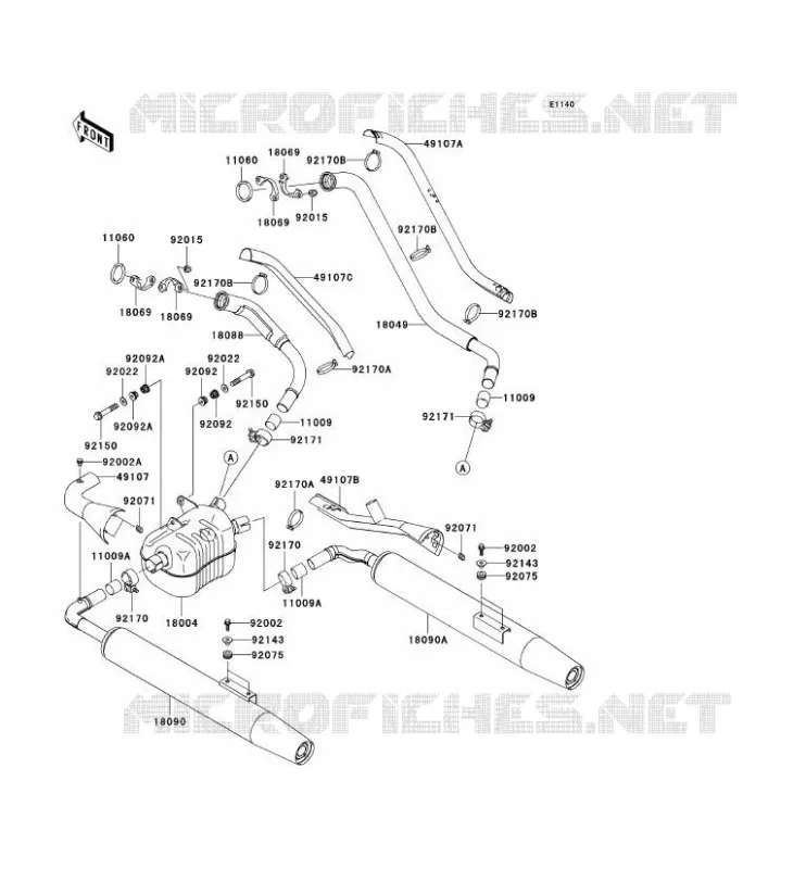 &Eacute;CHAPPEMENT Kawasaki MOTOS 1500 2003 VN1500 CLASSIC TOURER FI  VN1500-L4