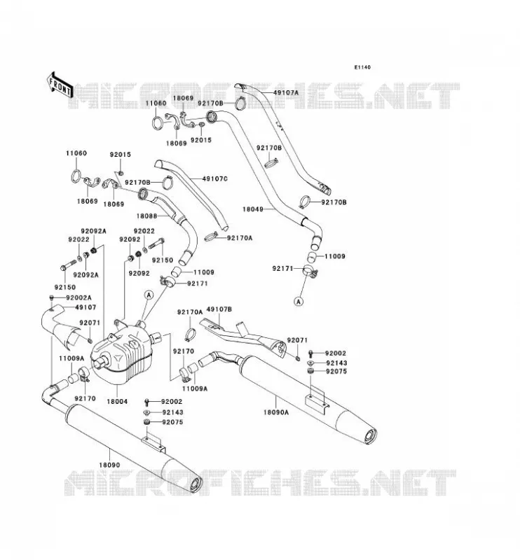 &Eacute;CHAPPEMENT Kawasaki MOTOS 1500 2003 VN1500 CLASSIC TOURER FI  VN1500-L4