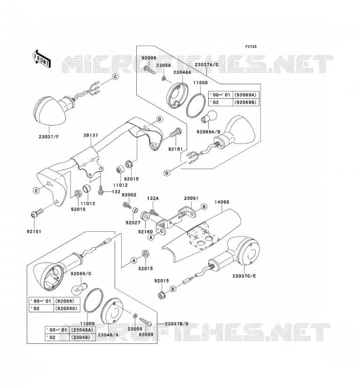 CLIGNOTANTS Kawasaki MOTOS 1500 2000 VN1500 CLASSIC FI  VN1500-N1