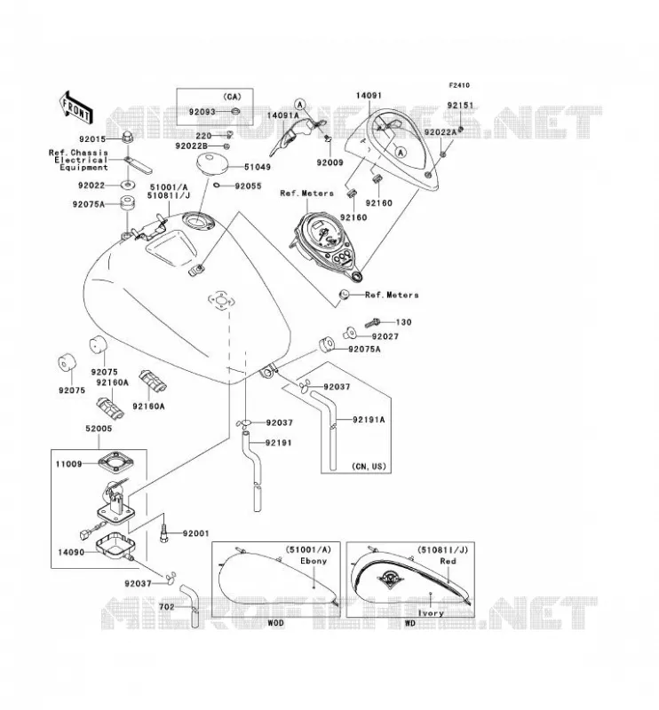 RESERVOIR CARBURANT Kawasaki MOTOS 1500 2001 VN1500 DRIFTER  VN1500-R1