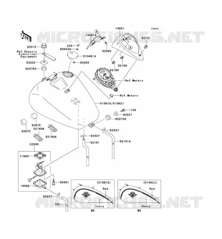 RESERVOIR CARBURANT Kawasaki MOTOS 1500 2001 VN1500 DRIFTER  VN1500-R1H