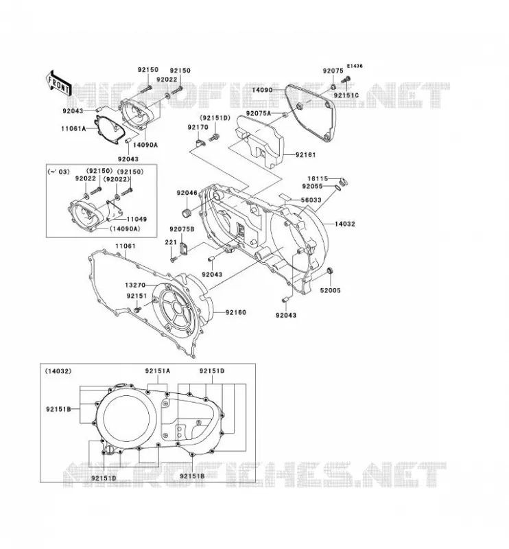 CARTER MOTEUR DROIT(S) Kawasaki MOTOS 1500 2002 VN1500 DRIFTER  VN1500-R2
