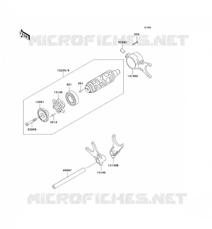 FOURCHETTE/BARRILLET DE SELECTION Kawasaki MOTOS 1500 2002 VN1500 DRIFTER  VN1500-R2