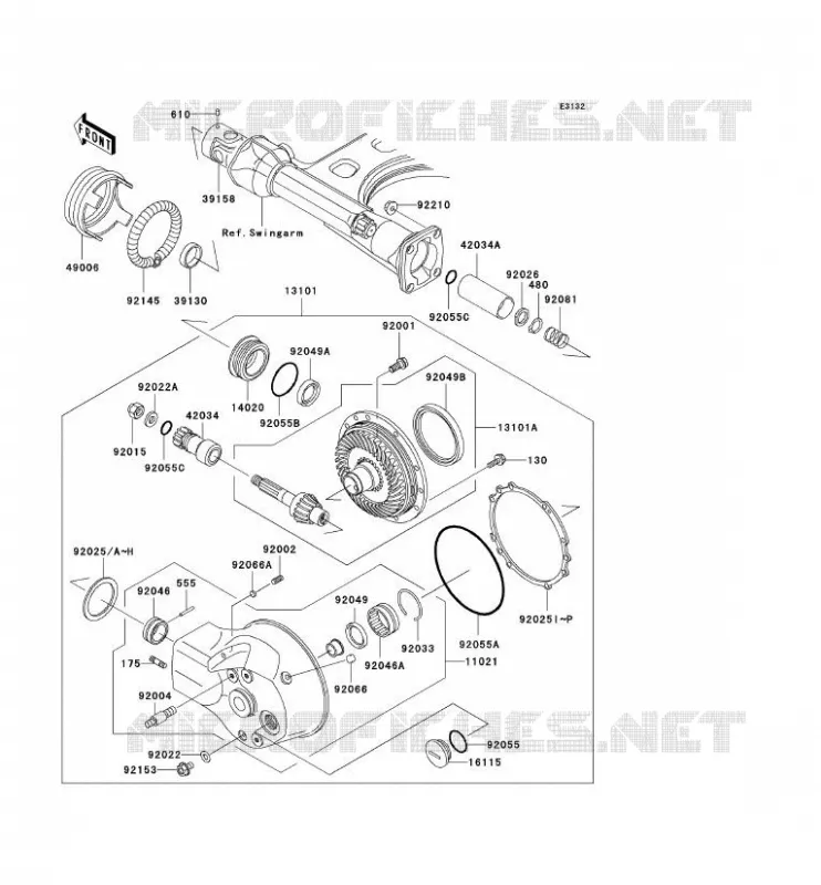 ARBRE DE TRANSMISSION/TRANS.FINALE Kawasaki MOTOS 1500 2003 VN1500 DRIFTER  VN1500-R3
