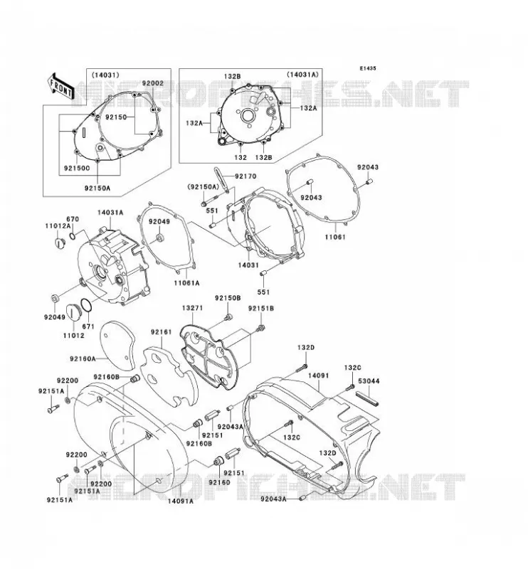 CARTER MOTEUR GAUCHE Kawasaki MOTOS 1500 2003 VN1500 DRIFTER  VN1500-R3