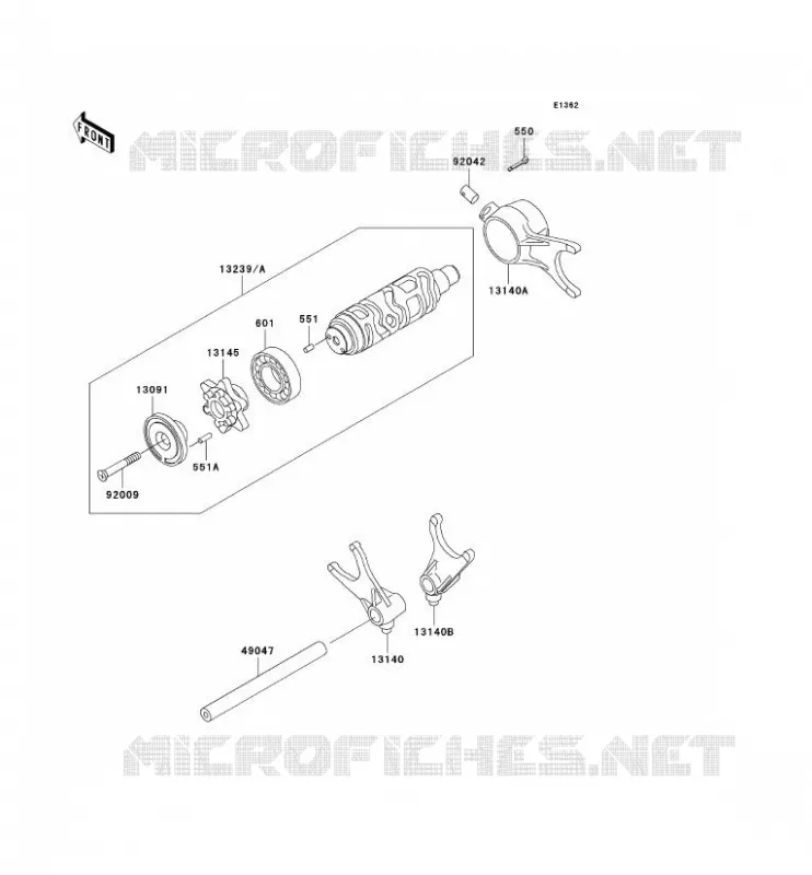 FOURCHETTE/BARRILLET DE SELECTION Kawasaki MOTOS 1500 2003 VN1500 DRIFTER  VN1500-R3