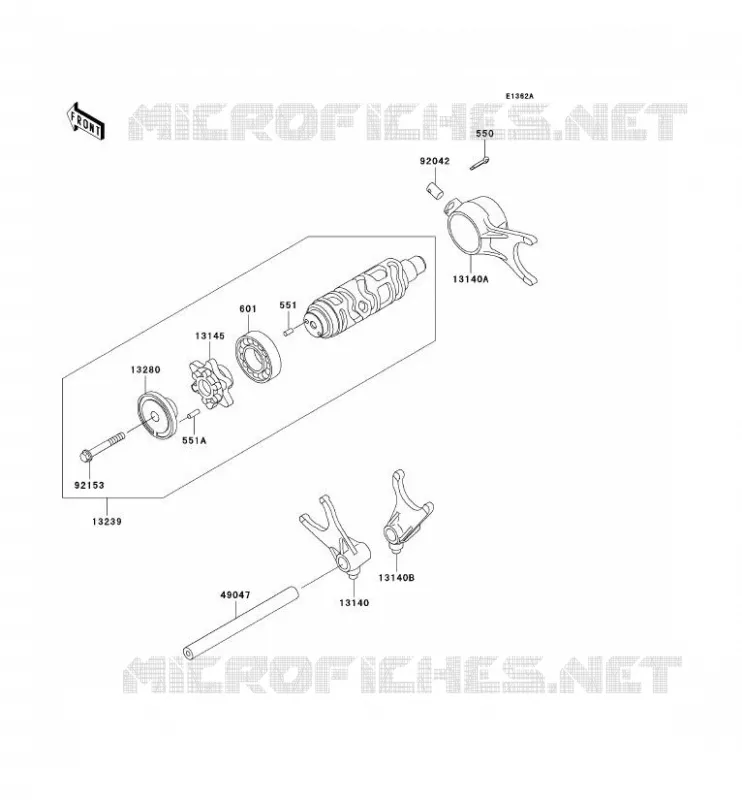 FOURCHETTE/BARRILLET DE SELECTION Kawasaki MOTOS 1500 2004 VN1500 DRIFTER  VN1500-R4