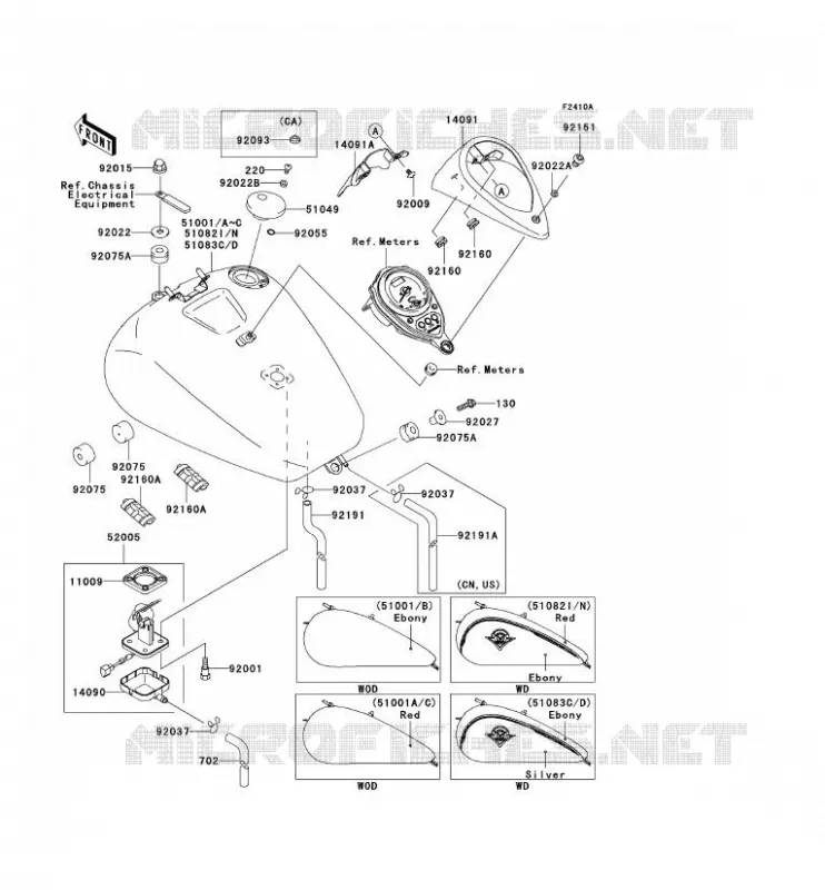 RESERVOIR CARBURANT Kawasaki MOTOS 1500 2004 VN1500 DRIFTER  VN1500-R4