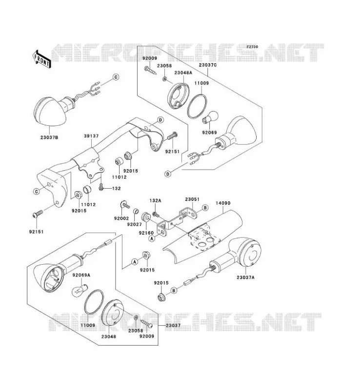 CLIGNOTANTS Kawasaki MOTOS 1500 2006 VN1500 CLASSIC  VN1500T6F