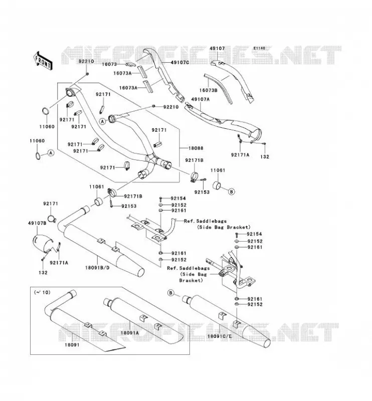 &Eacute;CHAPPEMENT Kawasaki MOTOS 1700 2009 VN1700 NOMAD  VN1700C9F