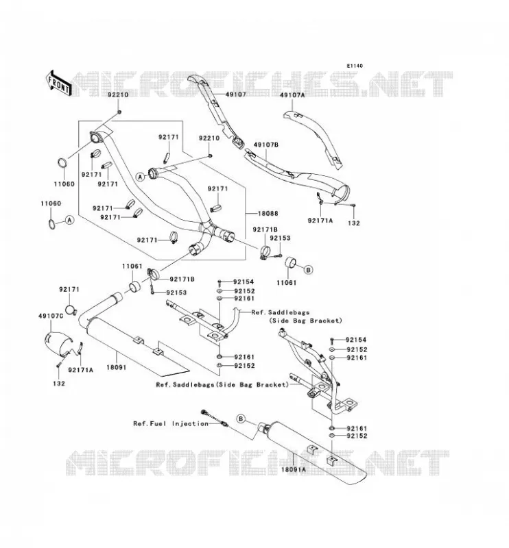 &Eacute;CHAPPEMENT Kawasaki MOTOS 1700 2009 VN1700 CLASSIC TOURER  VN1700C9F