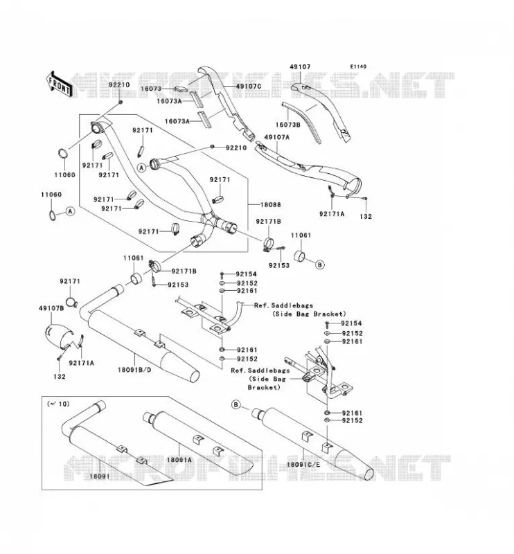 &Eacute;CHAPPEMENT Kawasaki MOTOS 1700 2011 VN1700 NOMAD  VN1700CBF
