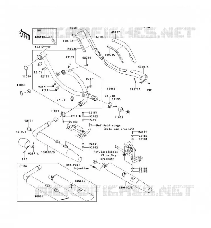 &Eacute;CHAPPEMENT Kawasaki MOTOS 1700 2014 VN1700 CLASSIC TOURER ABS  VN1700DEF