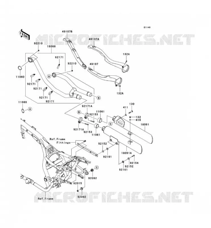 &Eacute;CHAPPEMENT Kawasaki MOTOS 1700 2009 VN1700 CLASSIC  VN1700E9F
