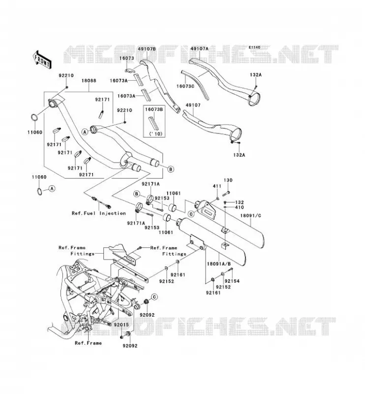 &Eacute;CHAPPEMENT Kawasaki MOTOS 1700 2014 VN1700 CLASSIC ABS  VN1700FEF