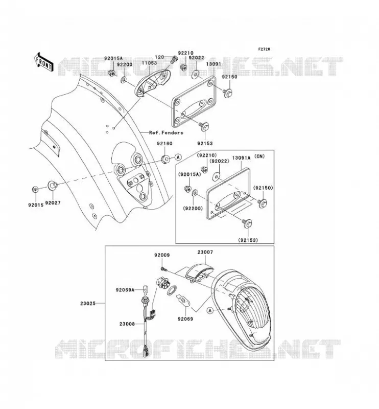 FEUX ARRI&Egrave;RE(S) Kawasaki MOTOS 2000 2004 VN2000  VN2000-A1