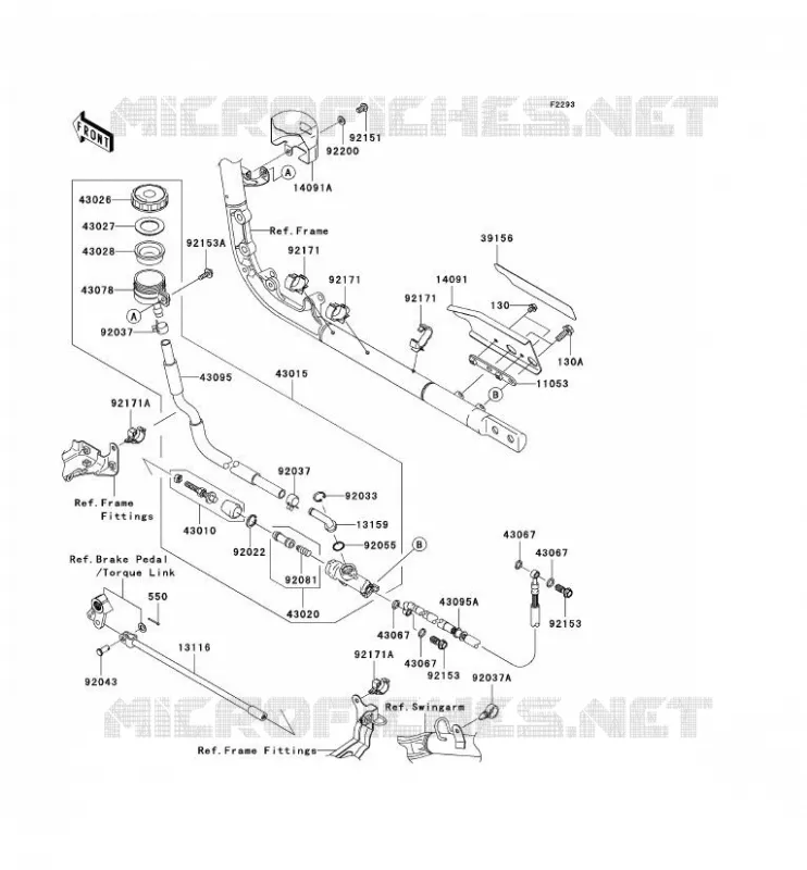 MAITRE CYLINDRE ARRI&Egrave;RE Kawasaki MOTOS 2000 2004 VN2000  VN2000-A1